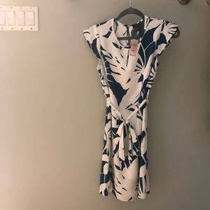 White & green Ann Taylor Petit summer dress